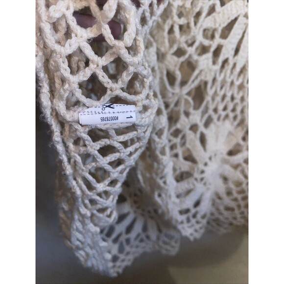 Open Knit Crochet Floral Short Sleeve Boho Shirt Forever 21 Hippie cover up - Picture 7 of 8